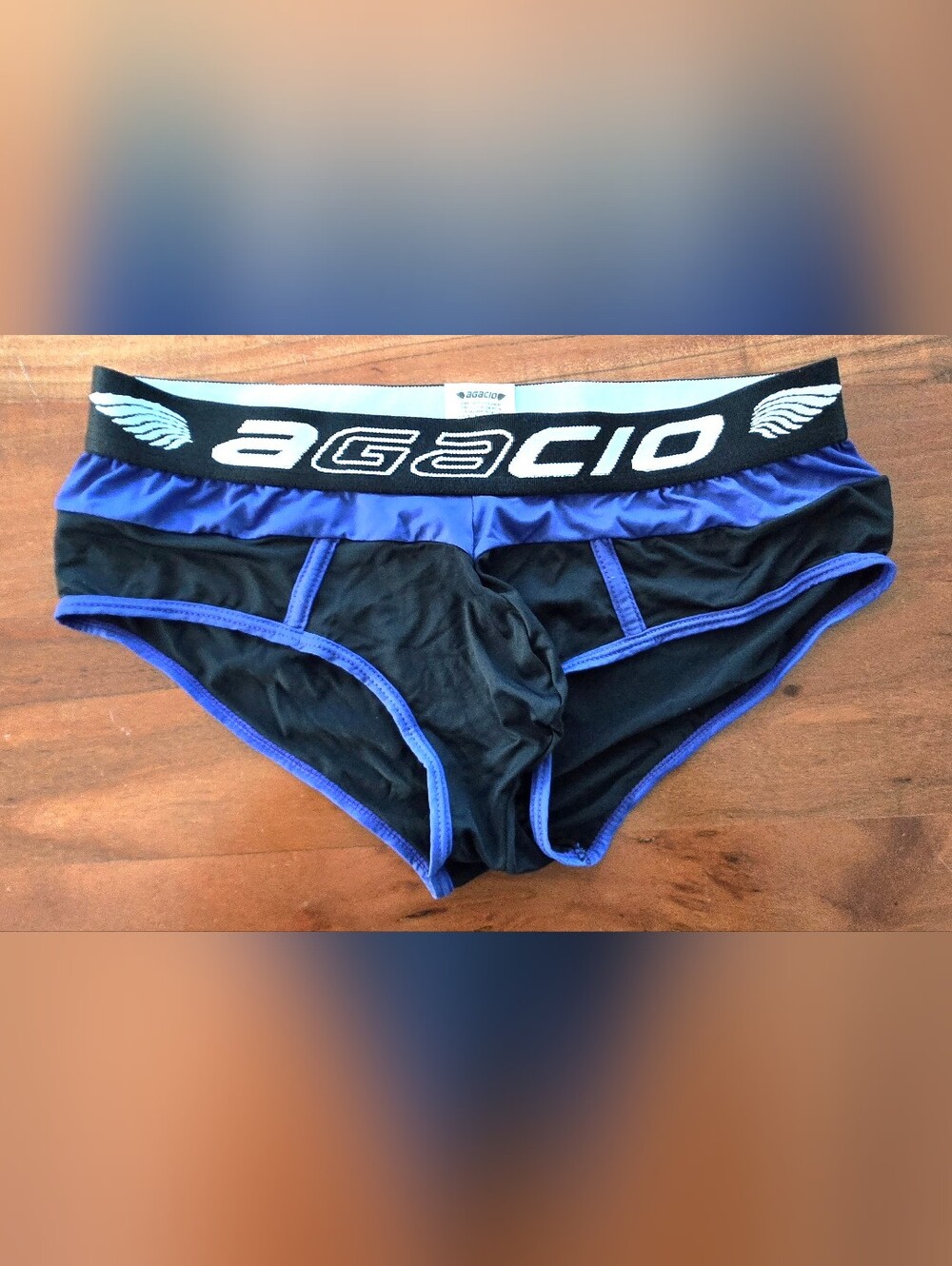 Agacio Men's Black Briefs with Purple Trim - Contoured Support